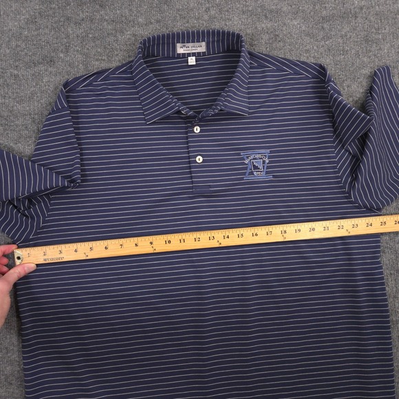 Peter Millar Summer Comfort Polo Shirt Mens XL Navy Striped Maryland Club Open - Picture 5 of 8